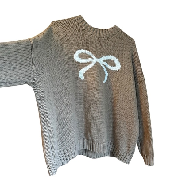 Sincerely Jules Beige Bow Crewneck Pullover Sweater XL - Picture 3 of 7